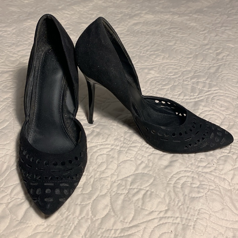 Mossimo Black perforated suede high heels size 9